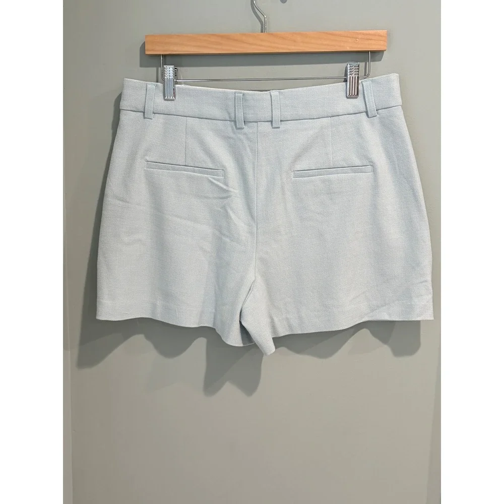 Calypso St Barth Womens Light‎ Blue Pleated Textured Pique Dress Shorts Size 8